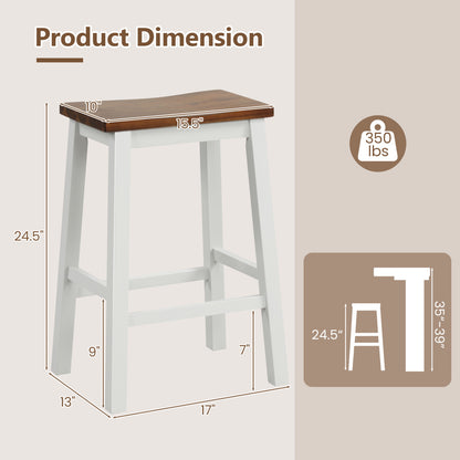 24.5-Inch Set of 4 Saddle Stools Bar Stools with Footrests for Kitchen Island-Walnut & Gray