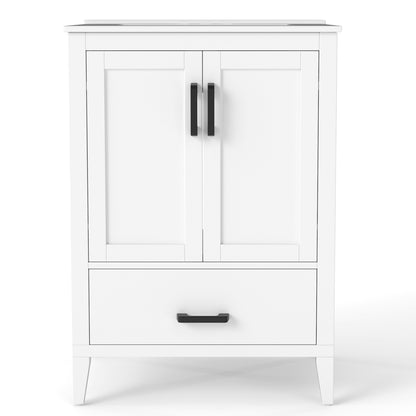 24.5" Modern Bathroom Vanity with Sink 2 Doors and Drawer-White