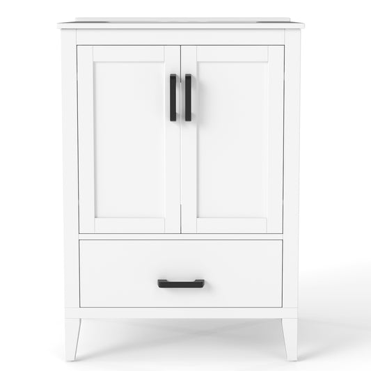 24.5" Modern Bathroom Vanity with Sink 2 Doors and Drawer-White
