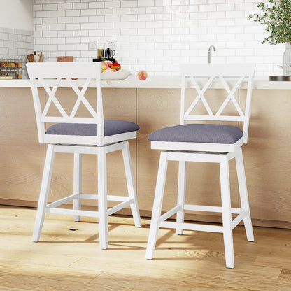 24 Inch Counter Height Barstools with Backrest and Upholstered Seat Cushion for Kitchen Dining Room-Oak