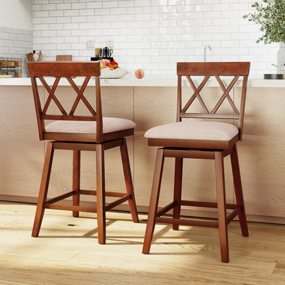 24 Inch Counter Height Barstools Set of 2 with Backrest and Seat Cushion-24 Inch