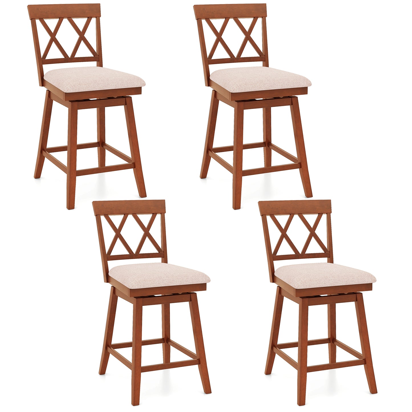 24 Inch Counter Height Barstools Set of 4 with Backrest and Upholstered Seat Cushion-29 inch