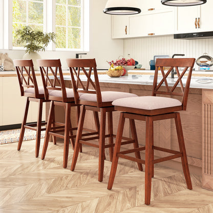 24 Inch Counter Height Barstools Set of 4 with Backrest and Upholstered Seat Cushion-29 inch