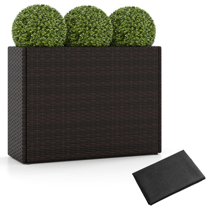 24 Inch Tall Raised Garden Bed All-Weather PE Rattan Wicker Flowerpot with Liner