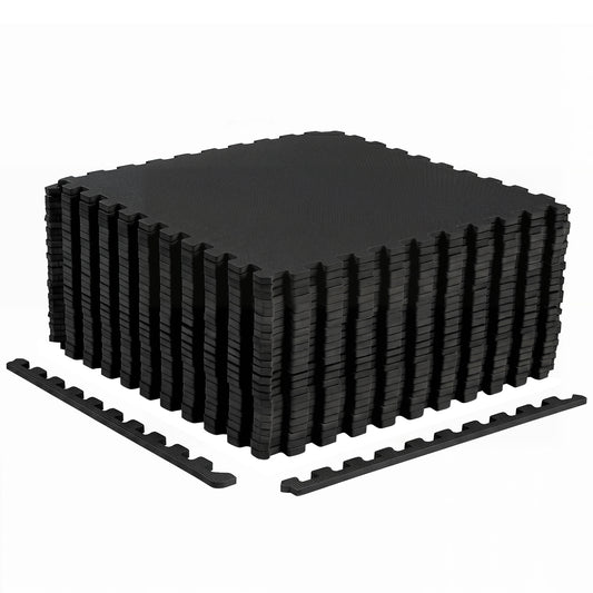 24 Pack Non-Slip Protective Interlocking EVA Foam Floor Tiles-Black