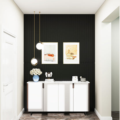 24-Pack PVC Slat Wall Panels for Interior Wall Decoration for Living Room and TV Background-Black