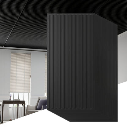 24-Pack PVC Slat Wall Panels for Interior Wall Decoration for Living Room and TV Background-Black