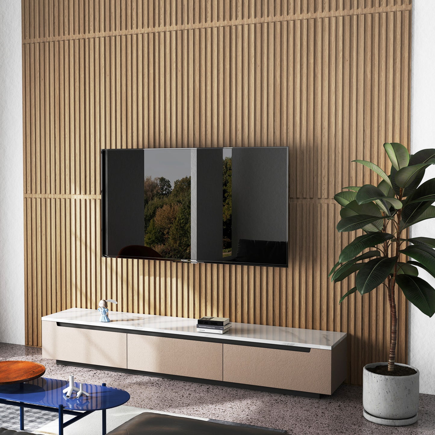24-Pack PVC Slat Wall Panels for Interior Wall Decoration for Living Room and TV Background-Black