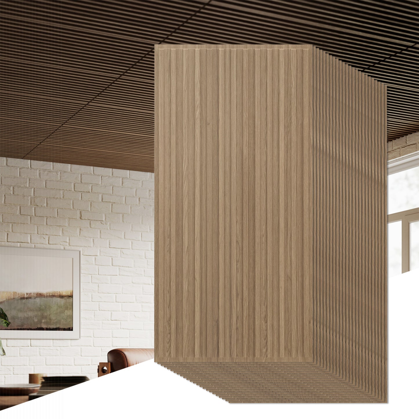 24-Pack PVC Slat Wall Panels for Interior Wall Decoration for Living Room and TV Background-Black
