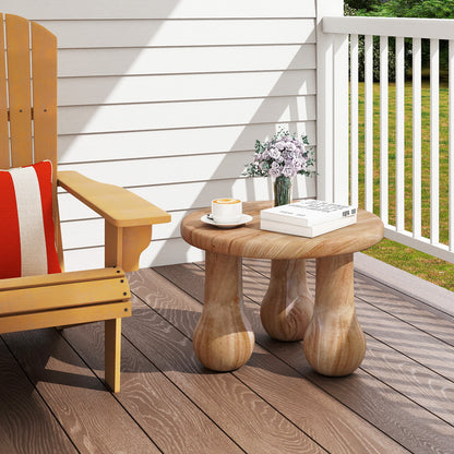 24" Small Solid Mahogany Wood Coffee Table with Thickened Top and Column Legs