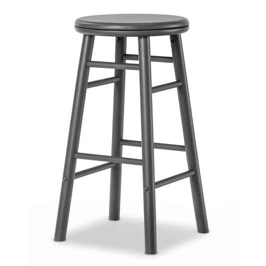 24" Swivel Bar Stools Set of 2 with Footrests & Crossbars-Gray