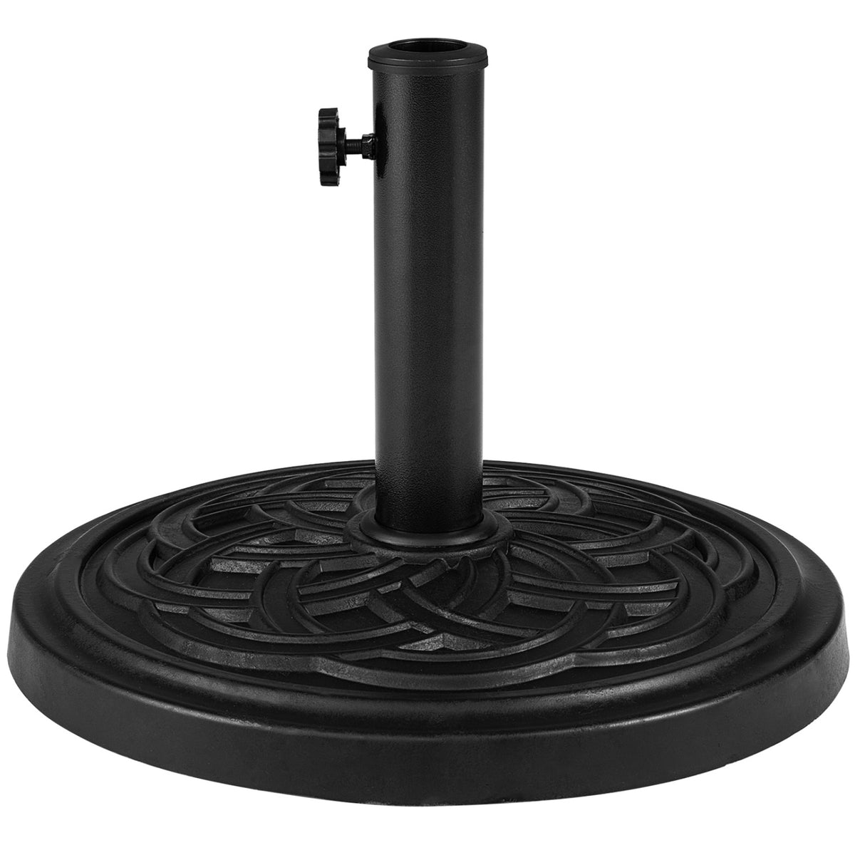 24 lbs Weighted Round Umbrella Base with Adjustable Knob and 2 Adapters Fit 1.5" 1.9" Poles-Black