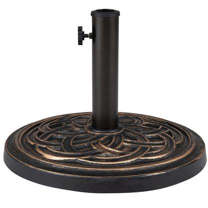 24 lbs Weighted Round Umbrella Base with Adjustable Knob and 2 Adapters Fit 1.5" 1.9" Poles-Black