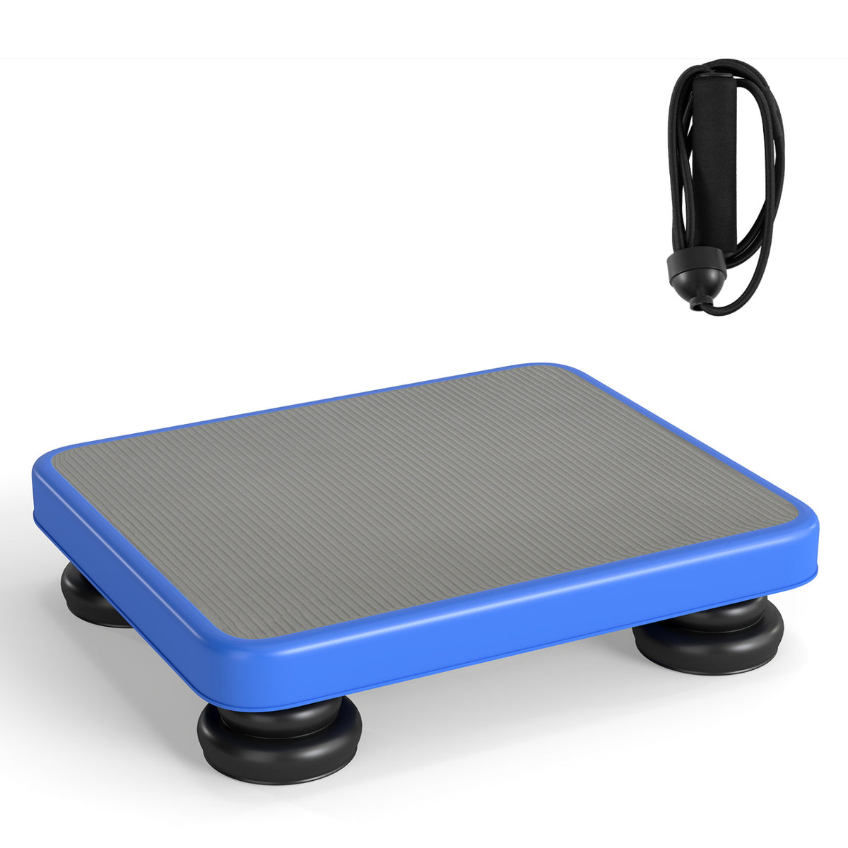 Blue 24x20-inch kids rebounder bouncing board with elastic rope, suitable for children ages 3 and up, outdoor trampoline toy.