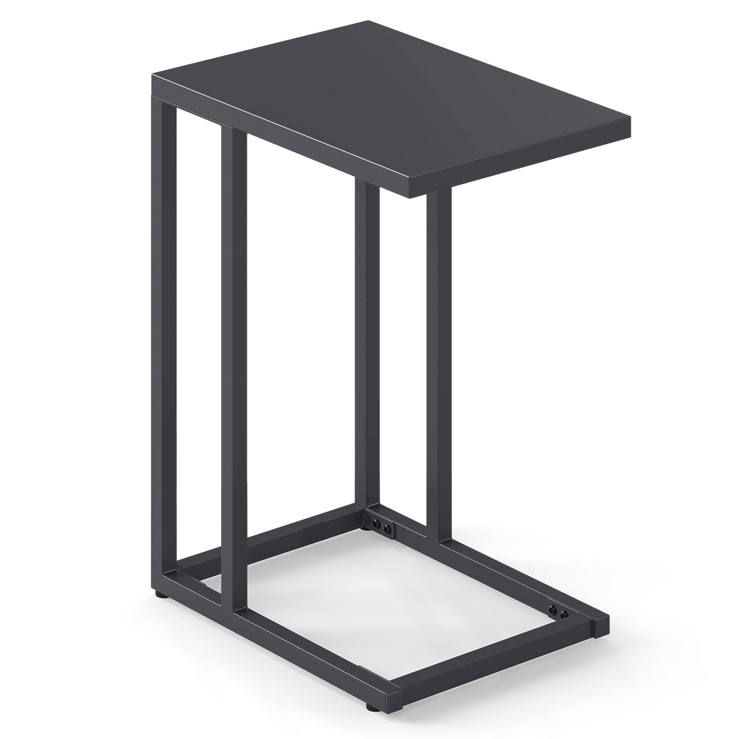 C-Shaped Side Table with Adjustable Foot Pads for Living Room Bedroom-Dark Gray
