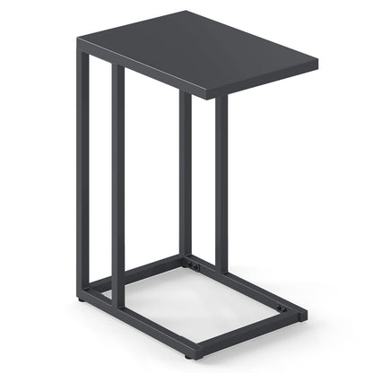 C-Shaped Side Table with Adjustable Foot Pads for Living Room Bedroom-Dark Gray