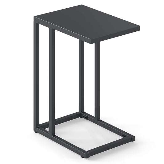 C-Shaped Side Table with Adjustable Foot Pads for Living Room Bedroom-Dark Gray