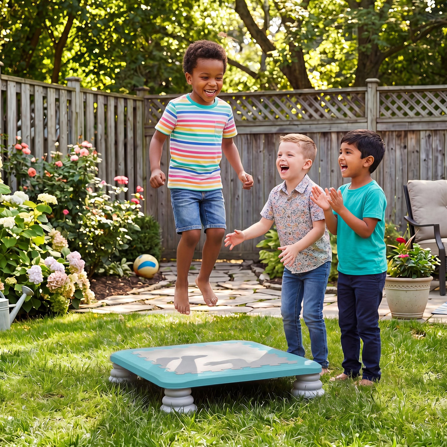 25.5 Inch Kids Mini Trampoline with 4 Removable and Non-Slip Foot Pads-Blue