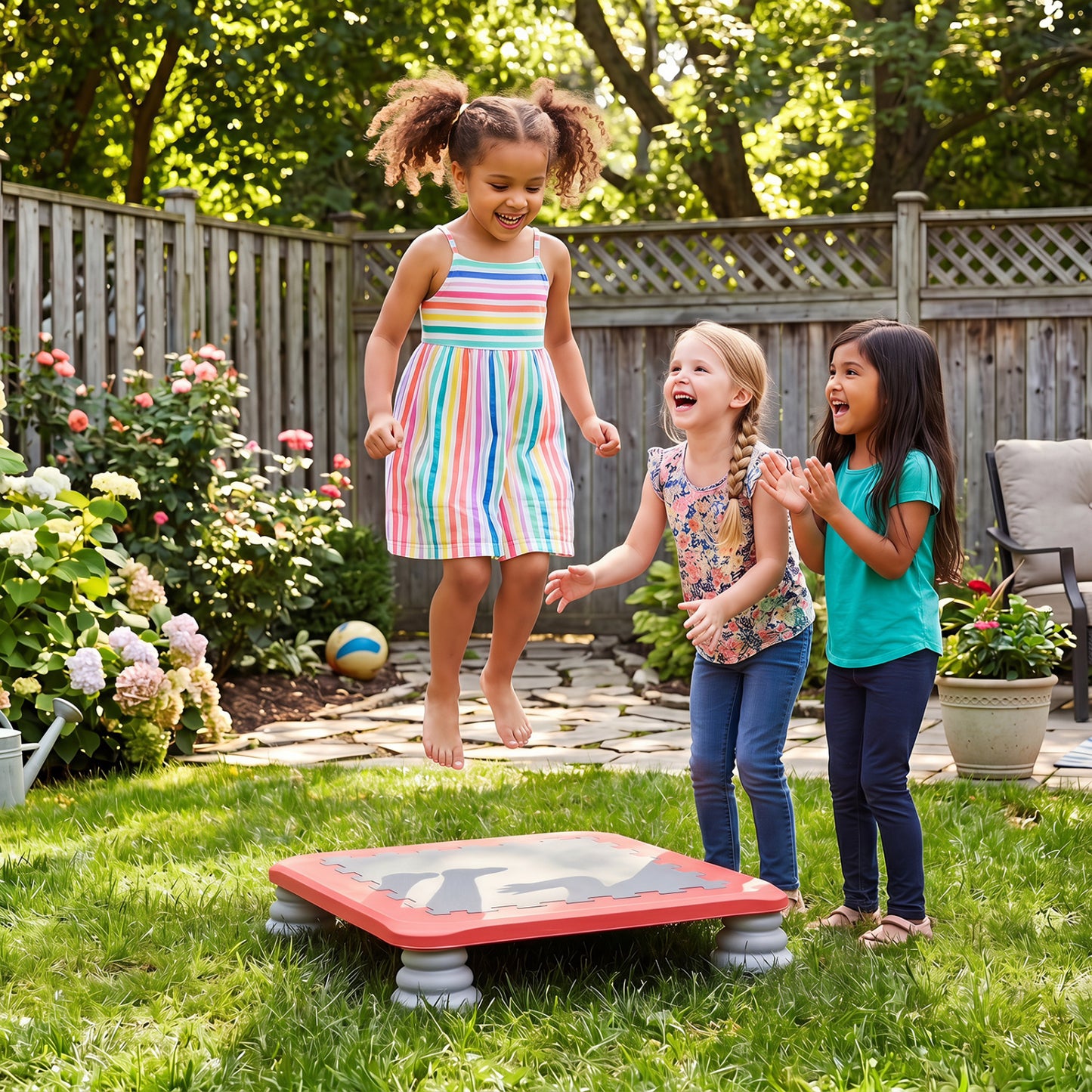 25.5 Inch Kids Mini Trampoline with 4 Removable and Non-Slip Foot Pads-Blue