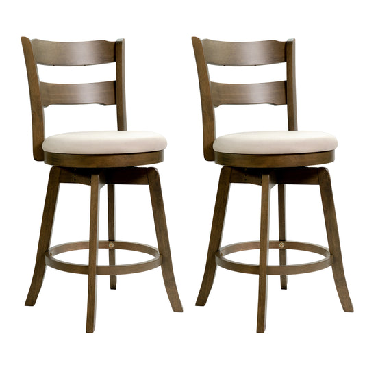 25 Inch Swivel Counter Barstools with Backrest & Upholstered Seat-Set of 2