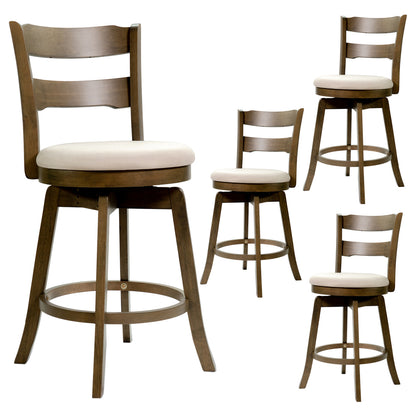 25 Inch Swivel Counter Barstools with Backrest & Upholstered Seat-Set of 4