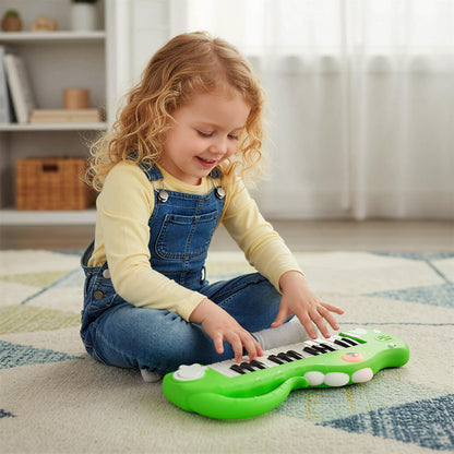 25-Key Kids Piano Keyboard Dinosaur Shape Toy Digital Piano with Built-in Music & Light-Green
