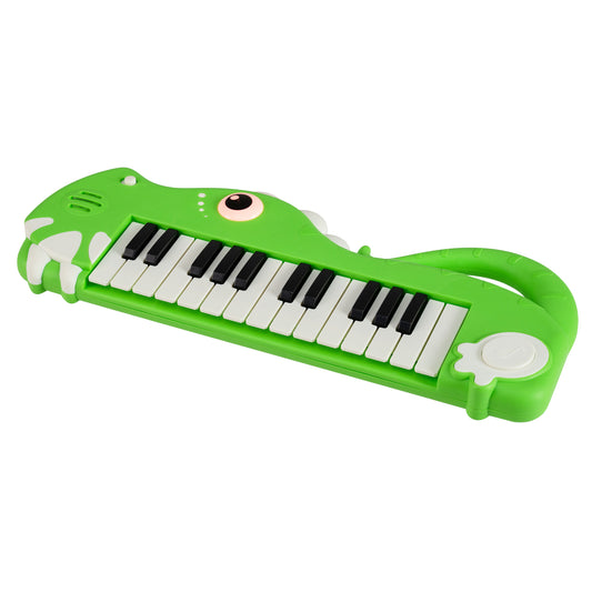 25-Key Kids Piano Keyboard Dinosaur Shape Toy Digital Piano with Built-in Music & Light-Green