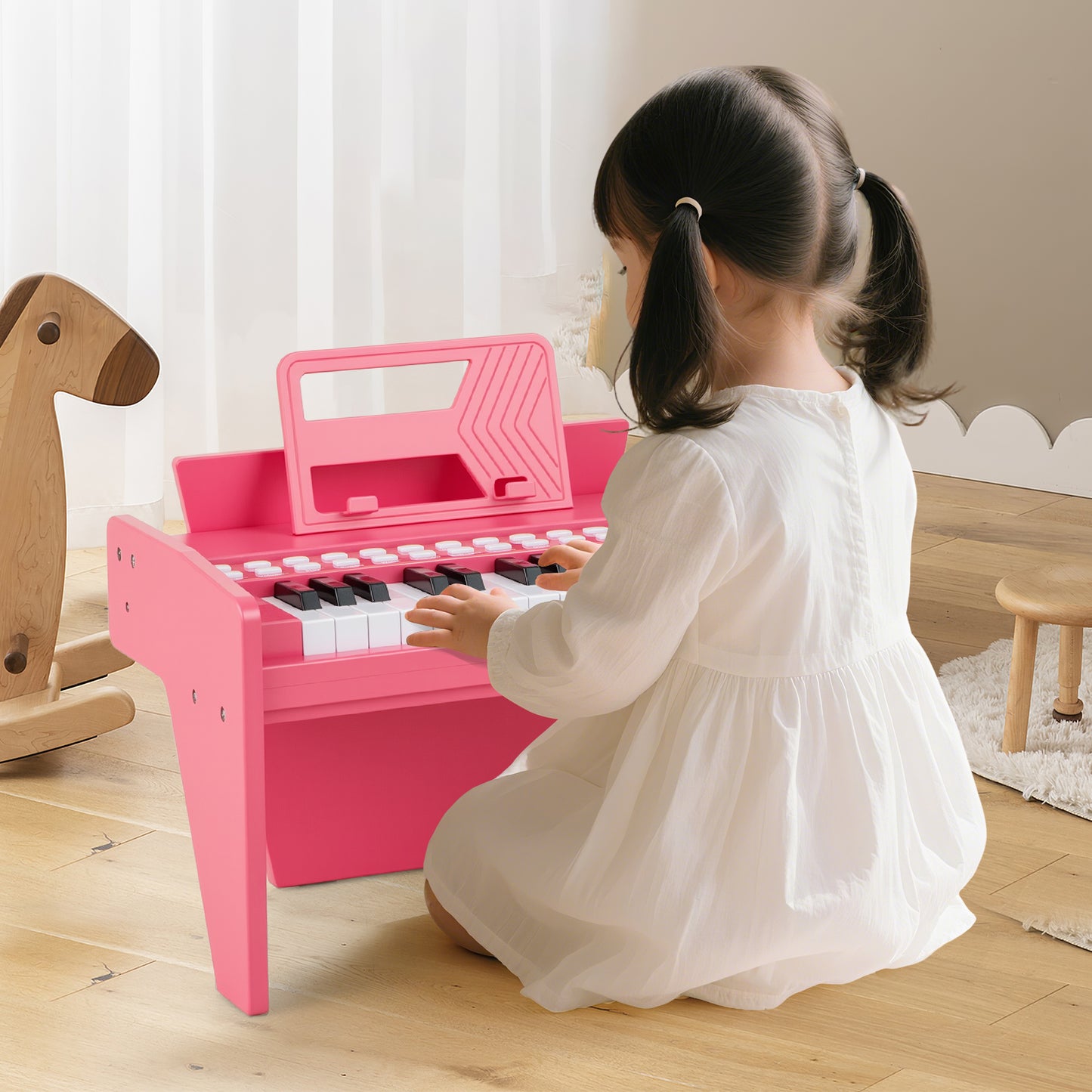 25 Keys Kids Piano Keyboard with Adjustable Speed and Volume-Black