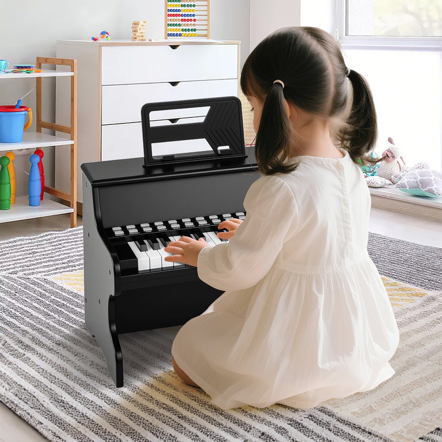 25 Keys Kids Piano Keyboard with Adjustable Speed and Teaching Mode-Black