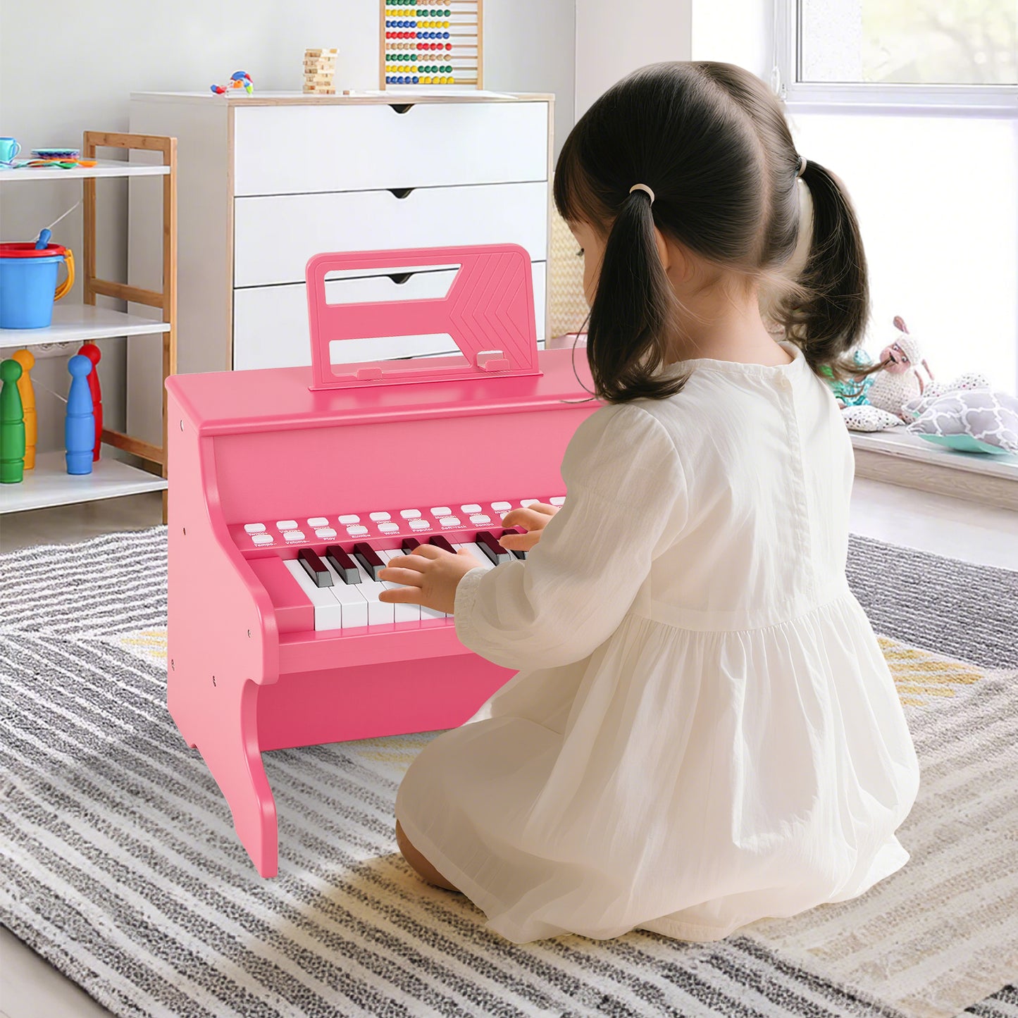 25 Keys Kids Piano Keyboard with Adjustable Speed and Teaching Mode-Black