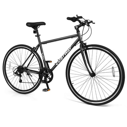 26 Inch Mountain Bike Adjustable with 6-Speed and All-terrain Rubber Wheels-Black