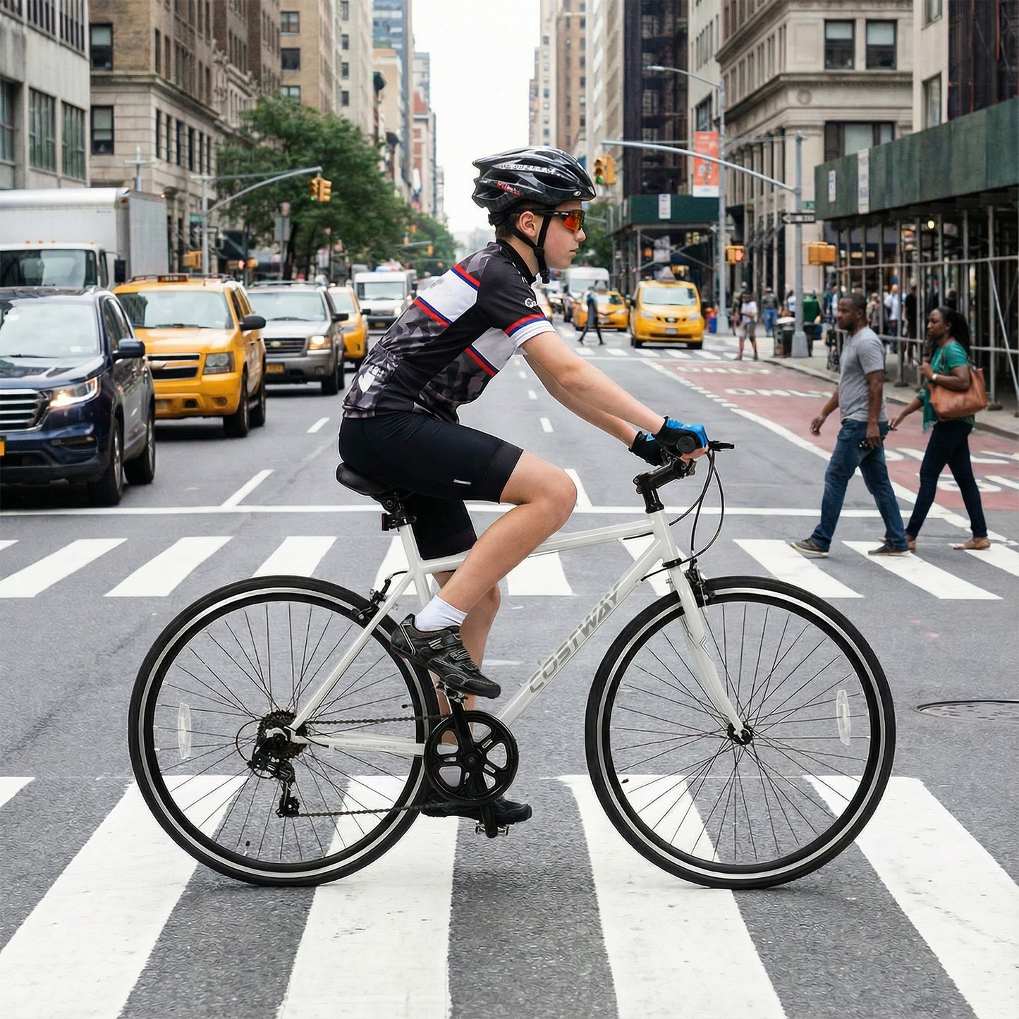 26 Inch Mountain Bike Adjustable with 6-Speed and All-terrain Rubber Wheels-Black