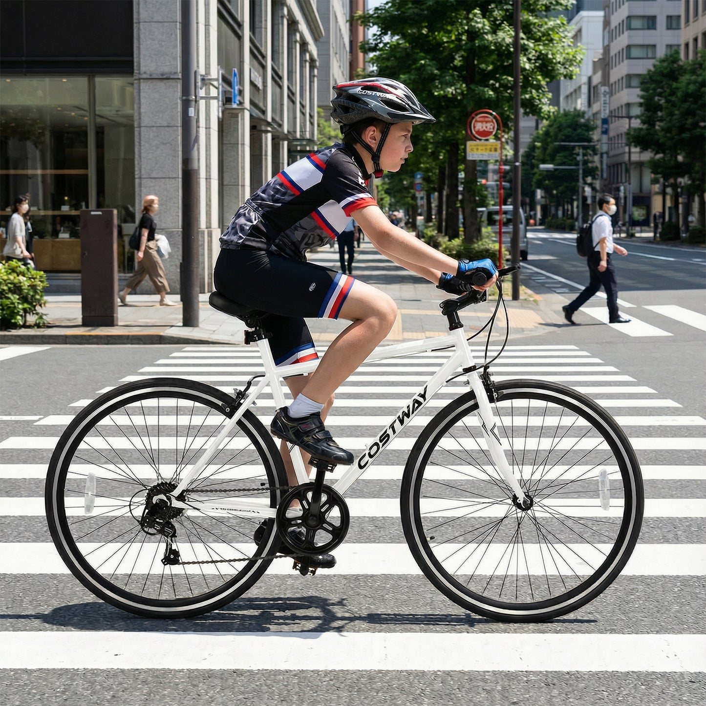 26 Inch Mountain Bike Adjustable with 6-Speed and All-terrain Rubber Wheels-Black