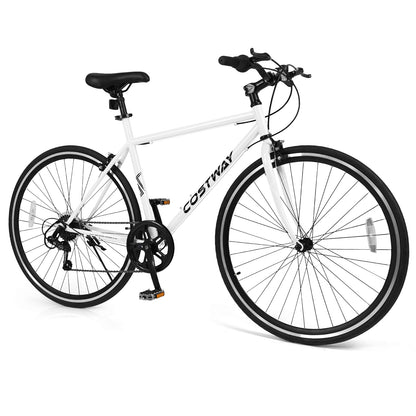 26 Inch Mountain Bike Adjustable with 6-Speed and All-terrain Rubber Wheels-Black