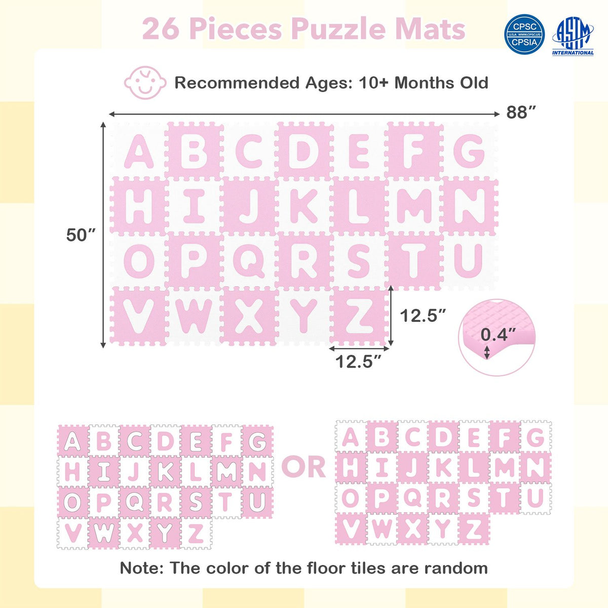 Blue 26-piece interlocking ABC play mats with detachable letters, soft foam baby and kids activity gym and play area.