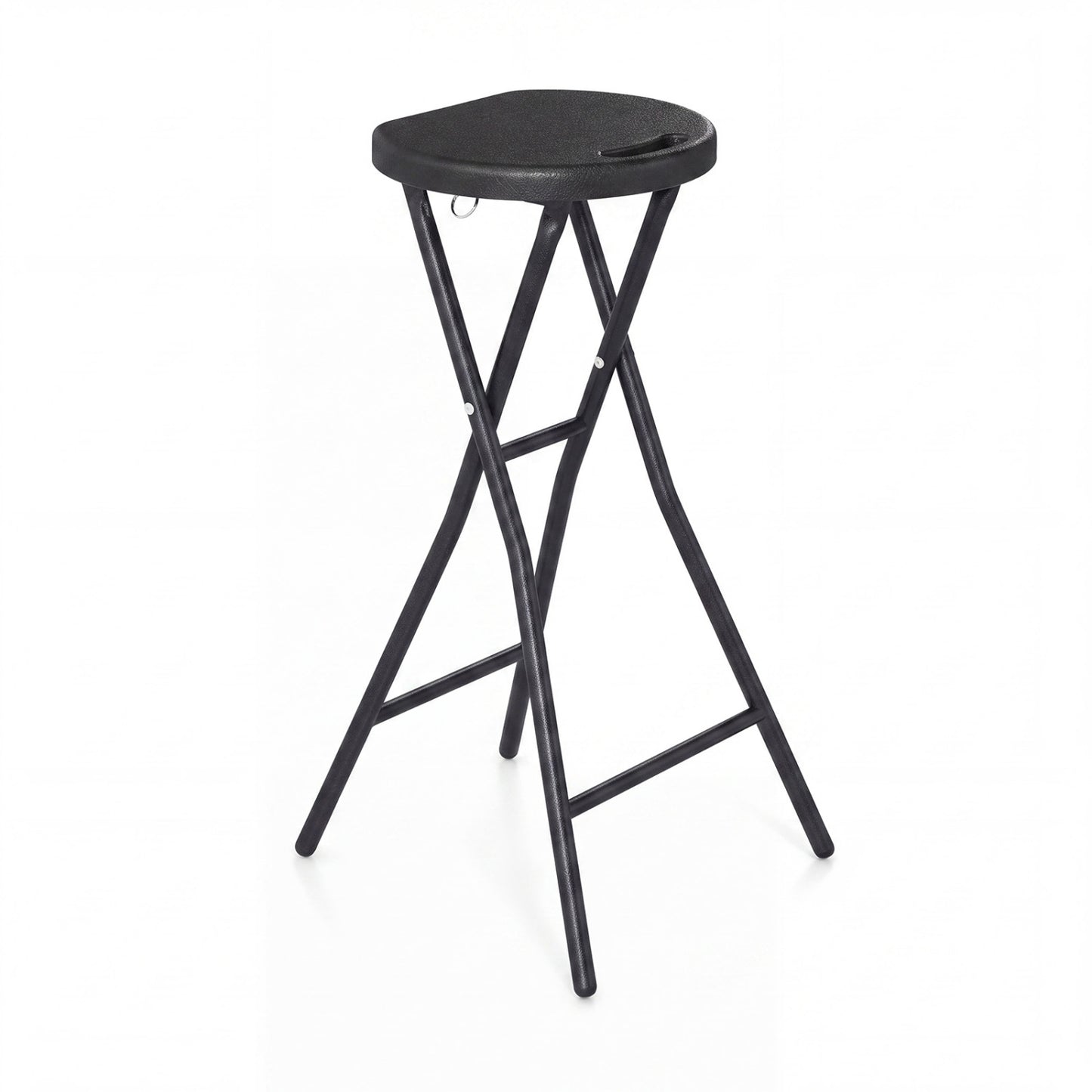 27.5" Folding Bar Stool with HDPE Seat & Carry Handle for Kitchen Bar Fishing-Black