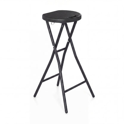 27.5" Folding Bar Stool with HDPE Seat & Carry Handle for Kitchen Bar Fishing-Black