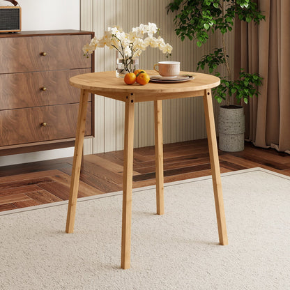 27.5 Inch Round Bamboo Dining Table for 2-4 Person-Natural