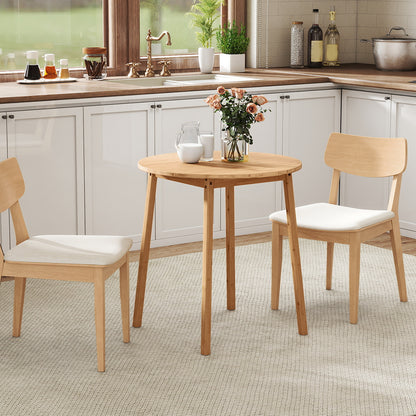 27.5 Inch Round Bamboo Dining Table for 2-4 Person-Natural