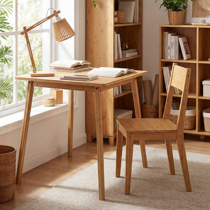 27.5 Inch Square Bamboo Dining Table for 2-4 People-Natural