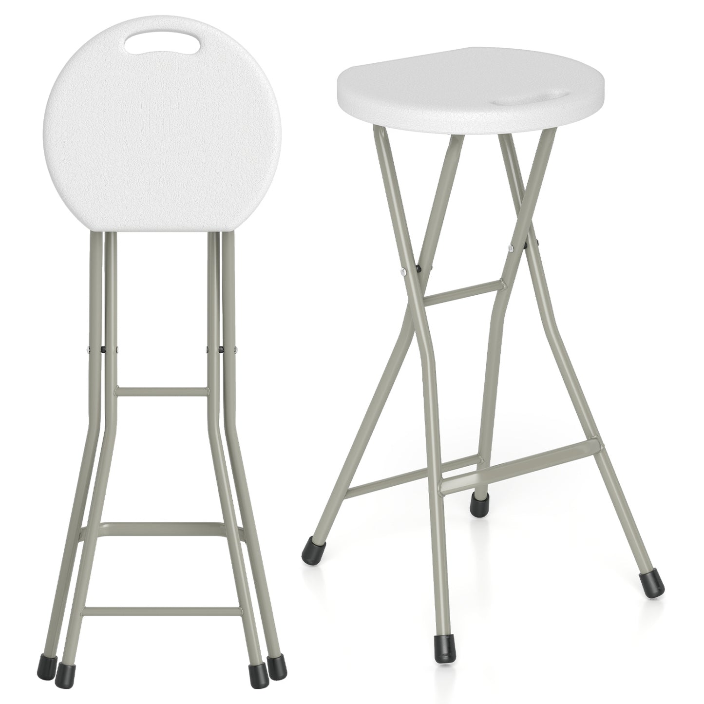28 Inch Portable Folding Stools Patio Dining Chairs with 330lbs Limited Sturdy Frame-Set of 2