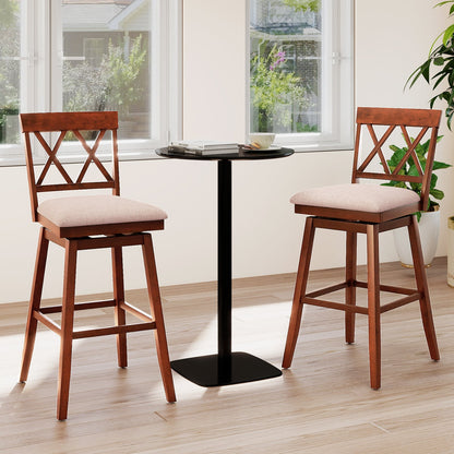 29 Inch Counter Height Barstools with Backrest and Upholstered Seat Cushion for Kitchen Dining Room-Oak