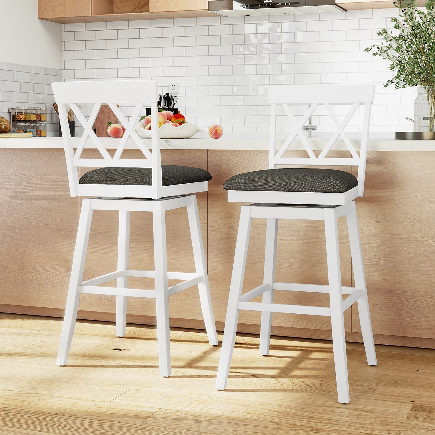 29 Inch Counter Height Barstools with Backrest and Upholstered Seat Cushion for Kitchen Dining Room-29 Inch