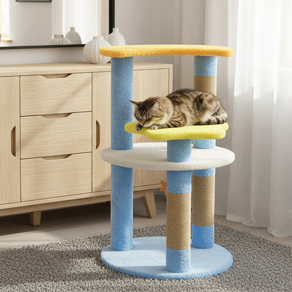 29 Inches Cute Modern Cat Tree with Star and Moon Shaped Platforms-Blue