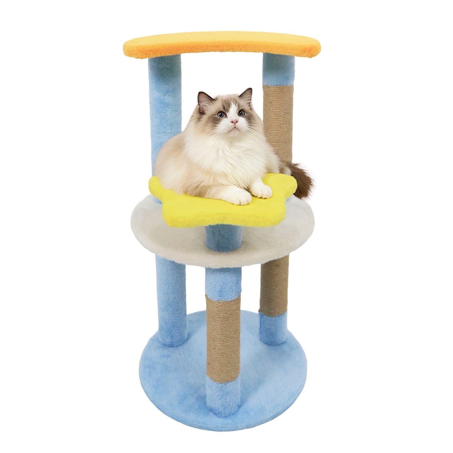 29 Inches Cute Modern Cat Tree with Star and Moon Shaped Platforms-Blue