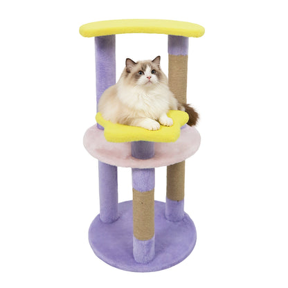 29 Inches Cute Modern Cat Tree with Star and Moon Shaped Platforms-Blue