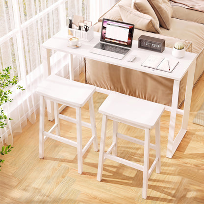 29" Set of 2 Saddle-Seat Counter Height Stools with Curved Seat and Footrests-Beige