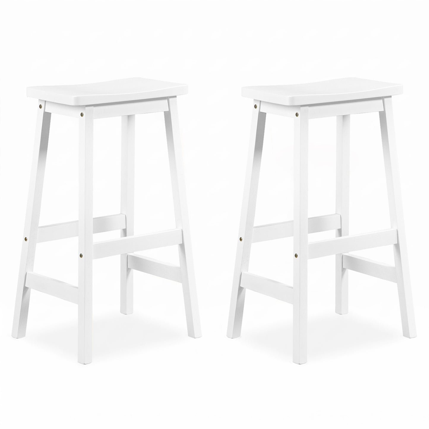 29" Set of 2 Saddle-Seat Counter Height Stools with Curved Seat and Footrests-Beige