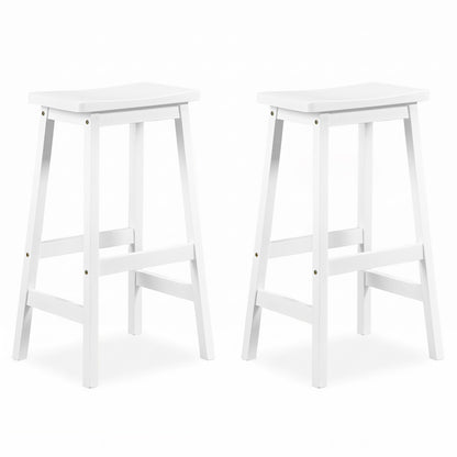 29" Set of 2 Saddle-Seat Counter Height Stools with Curved Seat and Footrests-Beige