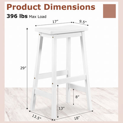 29" Set of 2 Saddle-Seat Counter Height Stools with Curved Seat and Footrests-Beige